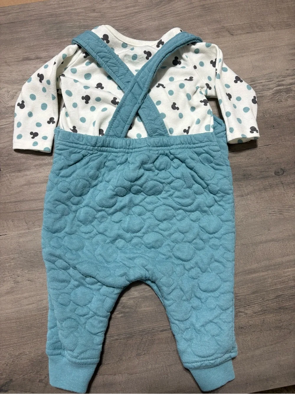 Disney Teal Quilted Mickey Mouse One-Piece with Printed Bodysuit